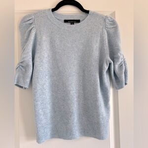 White House Black Market Ruched Sleeve Sweater | XS | Light Blue